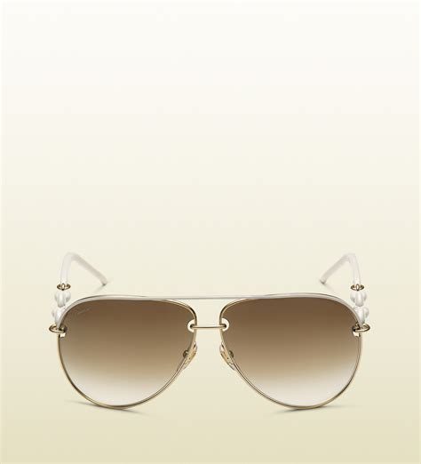 gucci monochromatic 59mm aviator sunglasses|white Gucci aviator sunglasses.